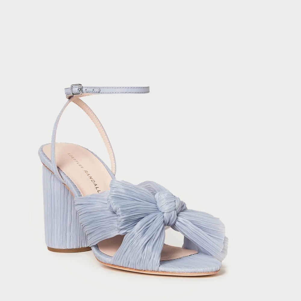 Camellia Blue Pleated Bow Heel